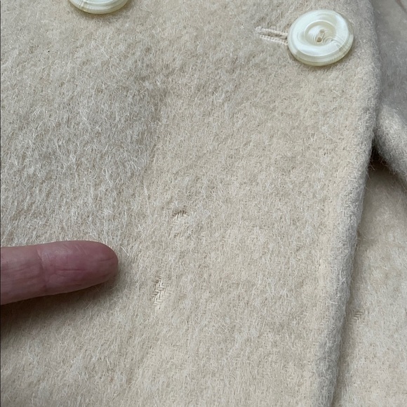 Vintage Surrey Classics Mohair Cotton Cream Pea Coat Double Breasted Size S/M - Picture 15 of 16